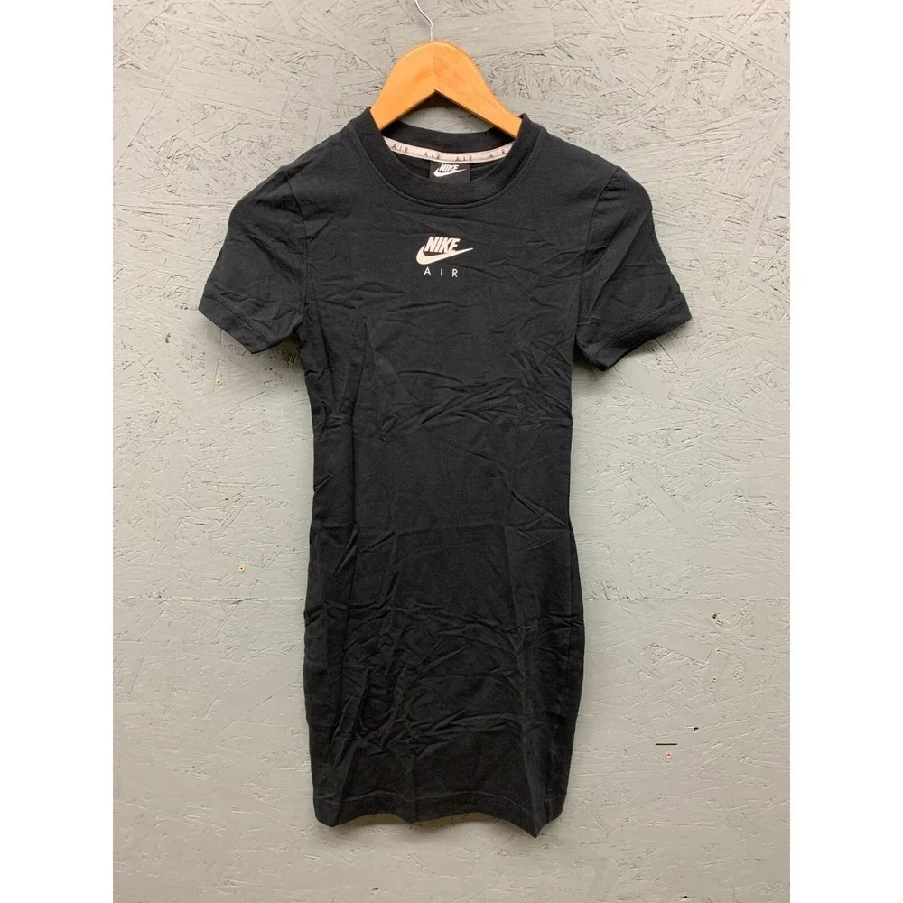 Nike Air Ribbed Bodycon Short Sleeve Dress Womens Size XS Black Athletic Casual